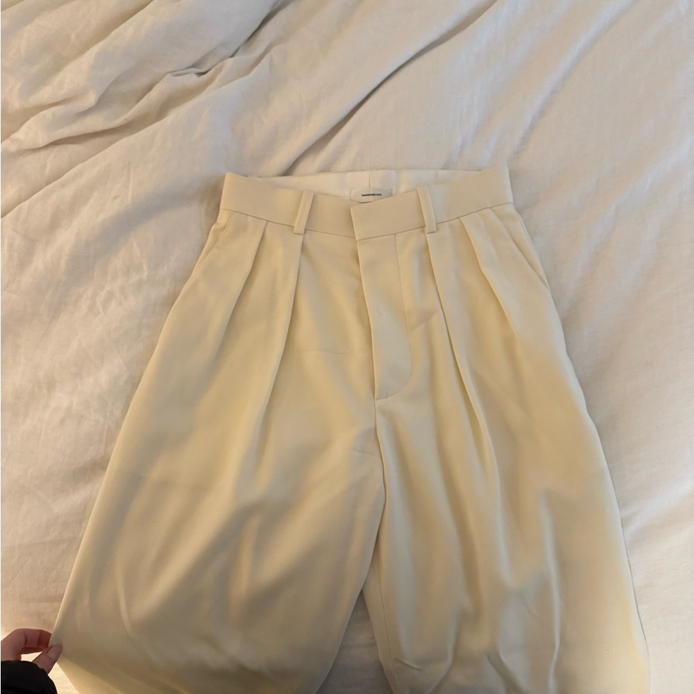 WARDROBE.NYC Cream Low-Rise Wool Trousers - Picture 3 of 8